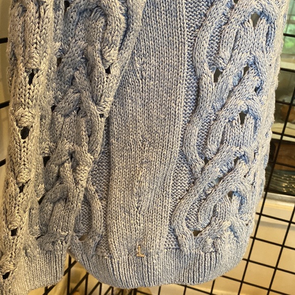 Lafayette 148 New York French Blue Open Cable Knit Crew Neck Sweater Womens Sz S - Picture 8 of 10